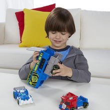 Load image into Gallery viewer, Playskool Heroes Transformers Rescue Bots Optimus Prime Racing Trailer