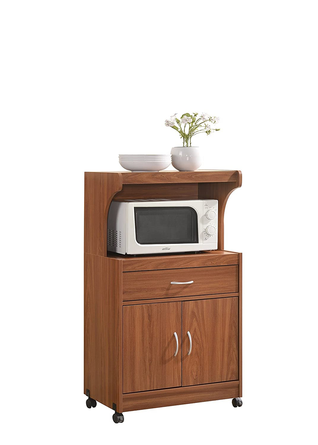 Hodedah Microwave Kitchen Cart, Cherry