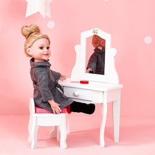 Load image into Gallery viewer, Olivia's Little World - Princess Vanity Doll Table and Chair Set with Rotatable Mirror ,Wooden 18 inch Doll Furniture, White