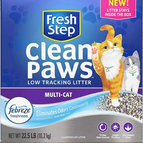 Fresh Step Clean Paws Multi-Cat Scented Clumping Cat Litter with The Power of Febreze