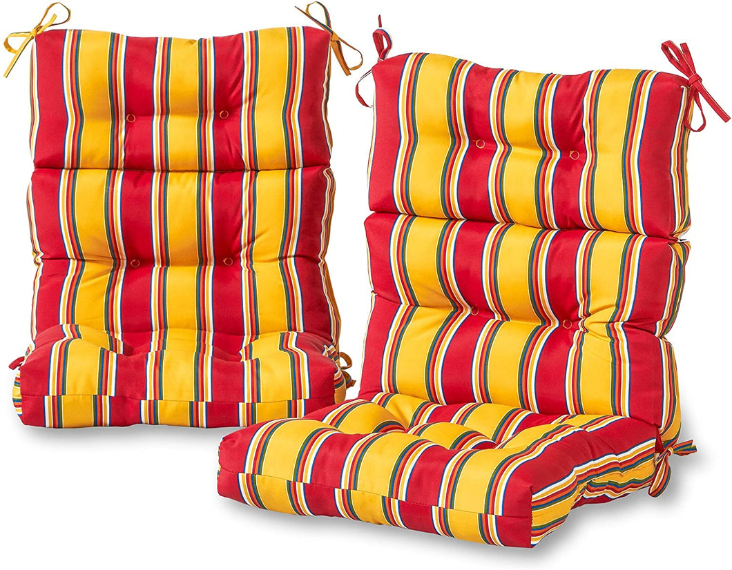 Greendale Home Fashions Outdoor High Back Chair Cushion (set of 2), Carnival