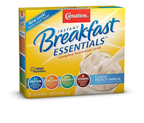 Carnation Instant Breakfast Essentials,Classic French Vanilla, 10-Count, 1.26-Ounce Packets (Pack of 3)