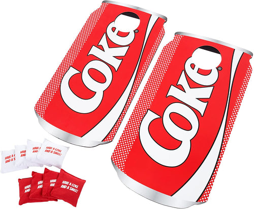 Hey! Play! Coca Cola Cornhole Outdoor Game Set with 8 Bean Bags