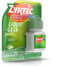 Load image into Gallery viewer, Zyrtec 24 HR Indoor/Outdoor Allergy Relief Liquid Gels Capsules, Cetirizine HCI Antihistamine, 40 ct