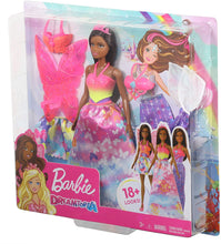 Load image into Gallery viewer, Barbie Dreamtopia Dress Up Doll Gift Set, approx. 12-inch, Brunette with 3 Fashions