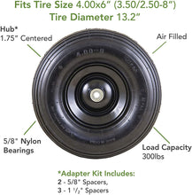 Load image into Gallery viewer, Marathon Easy Fit 4.00-6 Pneumatic Wheel Assembly for Residential Wheelbarrow, Black, 13" - 20296-M