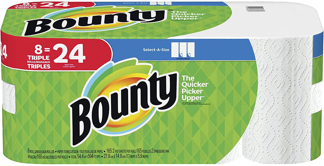 Bounty Paper Towels, Select-A-Size, 8 Triple Rolls