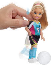 Load image into Gallery viewer, Barbie Dreamhouse Adventures Chelsea Doll, 6-Inch Blonde in Soccer Uniform, with Soccer Playset and Accessories, Gift for 3 to 7 Year Olds