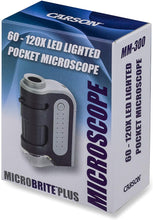 Load image into Gallery viewer, Carson MicroBrite Plus 60x-120x LED Lighted Zoom Pocket Microscope with Aspheric Lens System
