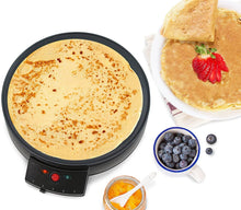 Load image into Gallery viewer, Elite Gourmet Electric Crepe Maker Pancake, Hot Cakes and Non-stick Griddle with Spreader, Spatula and Recipes, 12&quot;, Black