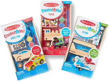 Load image into Gallery viewer, Melissa &amp; Doug Decorate-Your-Own Wooden Craft Kits Set - Plane, Train, and Race Car