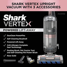 Load image into Gallery viewer, Shark AZ2002 Vertex DuoClean PowerFins Upright Vacuum with Powered Lift-Away Self-Cleaning Brushroll and HEPA Filter, 1 Quart Dust Cup Capacity, Rose Gold
