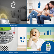 Load image into Gallery viewer, VTech DM221 Audio Baby Monitor with up to 1,000 ft of Range, Vibrating Sound-Alert, Talk Back Intercom &amp; Night Light Loop