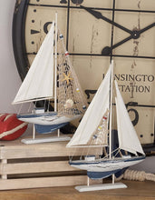 Load image into Gallery viewer, Deco 79 Sea and Aquatic Fauna Assorted Wooden Sailing Boat, Set of 2