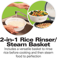 Load image into Gallery viewer, Hamilton Beach Mini Rice Cooker &amp; Food Steamer, 8 Cups Cooked (4 Uncooked), With Steam &amp; Rinse Basket, White (37508)