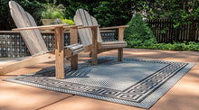 Load image into Gallery viewer, Casual Greek Key Transitional Indoor and Outdoor Flatweave Area Rug