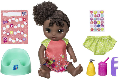 Baby Alive Potty Dance Baby: Talking Baby Doll with Black Curly Hair, Potty, Rewards Chart, Undies and More, Doll That “Pees” on Her Potty, for Girls and Boys 3 Years Old And Up