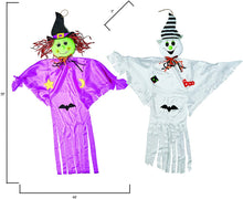 Load image into Gallery viewer, Worth Imports 55" Hanging Ghost &amp; Witch, Set of 2 Halloween Décor, White, Black, Orange, Green, Purple, Yellow