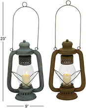 Load image into Gallery viewer, Deco 79 88256 Metal Glass Lantern (2 Assorted), 9&quot;W/23&quot;H