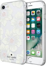 Load image into Gallery viewer, Kate Spade New York Phone Case|For Apple iPhone 8, iPhone 7, iPhone 6S, and iPhone 6|Protective Phone Cases with Slim Design, Drop Protection,and Floral Print-Hollyhock Cream/Blush/Crystal Gems/Clear