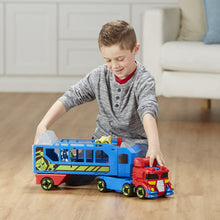 Load image into Gallery viewer, Playskool Heroes Transformers RBT Optimus Prime Race Track Trailer Playset