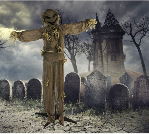 Haunted Hill Farm HHPUMP-3FLS Life-Size Animatronic Scarecrow, Indoor/Outdoor Halloween Decoration, Multi