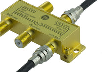 Load image into Gallery viewer, GE Pro Digital 4-Way Coaxial Splitter, Works with HDTV, Amplifiers, Amplified Antennas, RG6 Coax Compatible, 5-2500 MHZ Range, Corrosion Resistant, Gold Plated Connectors, 33527