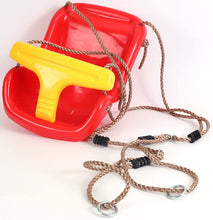Load image into Gallery viewer, PLAYBERG Red Plastic Baby and Toddler Swing Seat with Hanging Ropes