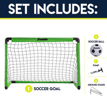 Load image into Gallery viewer, Franklin Sports Kids Mini Soccer Goal Set - Backyard/Indoor Mini Net and Ball Set with Pump - Portable Folding Youth Soccer Goal Set - 36&quot; x 24&quot;