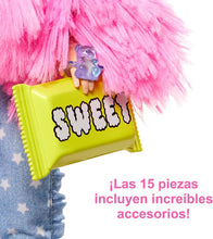 Load image into Gallery viewer, Barbie Extra Doll #3 in Pink Fluffy Coat with Pet Unicorn-Pig, Extra-Long Crimped Hair, Including Candy Bar Clutch &amp; Gummy Bear Ring, Multiple Flexible Joints, Gift for Kids 3 Years Old &amp; Up