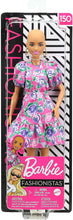 Load image into Gallery viewer, Barbie Fashionistas Doll with No-Hair Look Wearing Pink Floral Dress, White Booties &amp; Earrings, Toy for Kids 3 to 8 Years Old, Multi