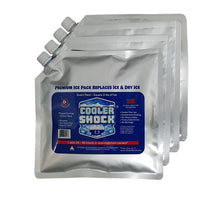 Load image into Gallery viewer, Cooler Shock 4 Mid Size Freeze Packs 10&quot;x 9&quot; - No More Ice! Reusable. You Add Water &amp; Save!