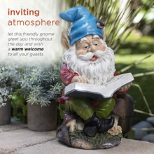 Load image into Gallery viewer, Alpine Gnome Reading a Book Statue, 14 Inch Tall