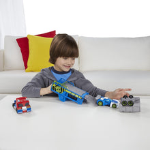 Load image into Gallery viewer, Playskool Heroes Transformers Rescue Bots Optimus Prime Racing Trailer