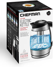 Load image into Gallery viewer, Chefman Electric Kettle w-Temperature Control, Removable, 5 Presets Indicator Lights, 360 deg Swivel Base, BPA Free, Stainless Steel, 1.8 Liters, Colored LED + Tea Infuser