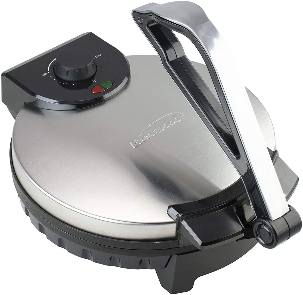 Brentwood TS-129 Stainless Steel Non-Stick Electric Tortilla Maker, 12-Inch