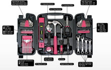 Load image into Gallery viewer, Apollo Tools DT9408P 53 Piece Household Tool Set with Wrenches, Precision Screwdriver Set and Most Reached for Hand Tools in Storage Case Pink Ribbon