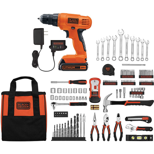 Black and Decker 20V Lithium Drill/Driver with 128-Piece Project Kit