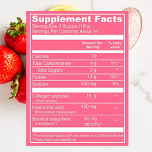 Load image into Gallery viewer, Vital Proteins Beauty Collagen Peptides Powder Supplement for Women, 120mg of Hyaluronic Acid, 15g of Collagen Per Serving, Enhances Skin Elasticity and Hydration, Strawberry Lemon, 9.6oz Canister