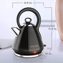 Load image into Gallery viewer, BLACK+DECKER 1.7L Stainless Steel Electric Cordless Kettle, Black, KE2900B