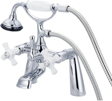 Load image into Gallery viewer, Water Creation Vintage Classic 7-Inch Spread Deck Mount Tub Faucet with Handheld Shower
