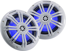 Load image into Gallery viewer, Kicker 45KM604WL 6.5 Inch 2 Way Coaxial Marine Light Up LED Boat Speakers, Pair, 4 Ohm, 150 Max Watts, Blue