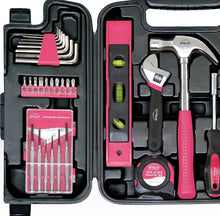 Load image into Gallery viewer, Apollo Tools DT9408P 53 Piece Household Tool Set with Wrenches, Precision Screwdriver Set and Most Reached for Hand Tools in Storage Case Pink Ribbon