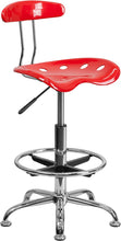 Load image into Gallery viewer, Flash Furniture Vibrant Red and Chrome Drafting Stool with Tractor Seat