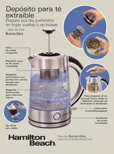Load image into Gallery viewer, Hamilton Beach 1.7 Liter Electric Glass Kettle With Tea Steeper