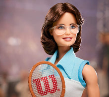 Load image into Gallery viewer, Barbie Inspiring Women Series Billie Jean King Collectible Doll, 12-in, Wearing Tennis Dress and Accessories, with Doll Stand and Certificate of Authenticity