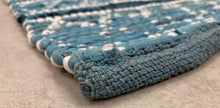 Load image into Gallery viewer, Reversible Blue and White Geometric Table Runner
