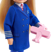 Load image into Gallery viewer, Barbie Chelsea Can Be Playset with Blonde Chelsea Pilot Doll (6-In/15.24-cm), Luggage, Headset, Cockpit Wheel, Mini Plane, Glasses, Great Gift for Ages 3 Years Old &amp; Up