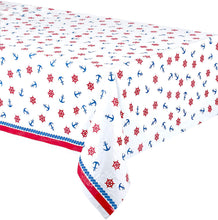 Load image into Gallery viewer, Nautical Rectangular Plastic Party Table Cover, 54"x 84"