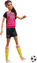 Load image into Gallery viewer, Barbie Athlete Doll, Brunette, Wearing Uniform and Socks with Soccer Ball